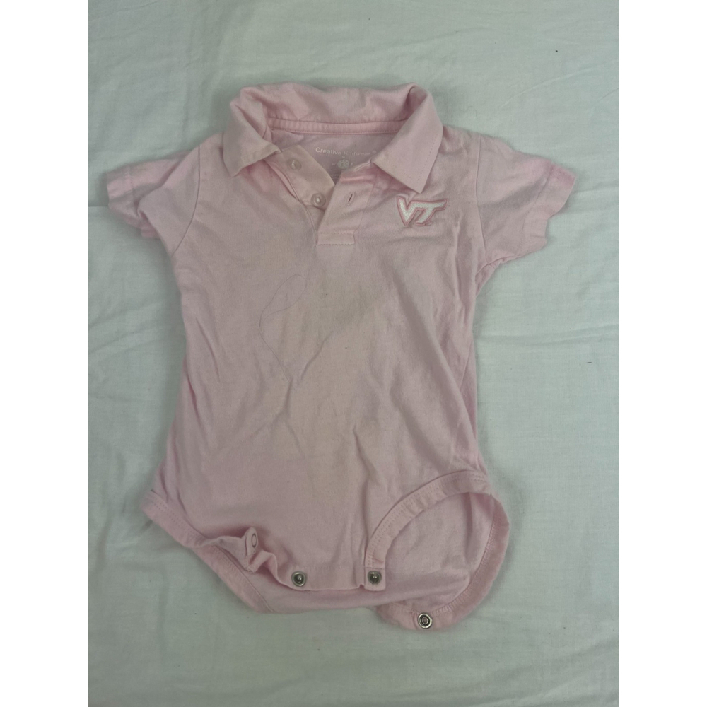 Baby Girl Virginia Tech Hokies Snap Bottom Short Sleeve Bodysuit Size Small Pink